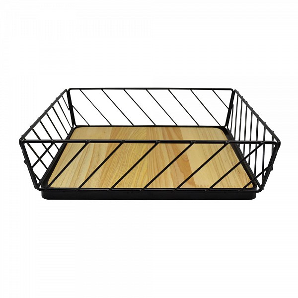 ΦΡΟΥΤΙΕΡΑ ΜΕΤΑΛΛΙΚΗ ΜΑΥΡΗ ΜΕ ΞΥΛΟ 28x28x7,6εκ. ANKOR