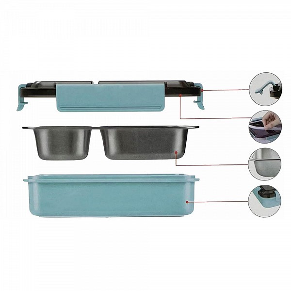 ΦΑΓΗΤΟΔΟΧΕΙΟ ΔΥΟ ΘΕΣΕΩΝ ΠΛΑΣΤΙΚΟ-INOX  ΜΕ ΚΑΠΑΚΙ ΑΣΦΑΛΕΙΑΣ ΣΙΕΛ ANKOR