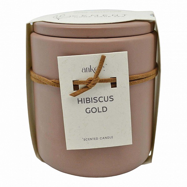 ΑΡΩΜΑΤΙΚΟ ΚΕΡΙ HIBISCUS GOLD ΣΕ ΤΣΙΜΕΝΤΕΝΙΟ ΔΟΧΕΙΟ ΜΕ ΚΑΠΑΚΙ 8,8x8,8x10εκ. ANKOR