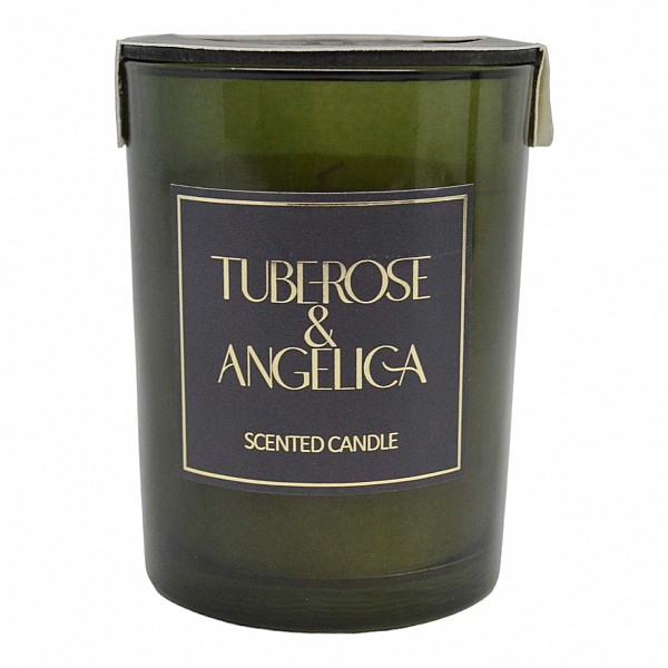 ΑΡΩΜΑΤΙΚΟ ΚΕΡΙ TUBEROSE & ANGELICA  ΣΕ ΓΥΑΛΙΝΟ ΔΟΧΕΙΟ ΜΕ ΚΑΠΑΚΙ 8x8x10,5εκ. ANKOR
