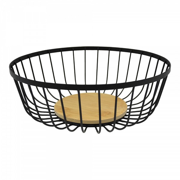 ΦΡΟΥΤΙΕΡΑ ΜΕΤΑΛΛΙΚΗ ΣΕ ΜΑΥΡΟ ΧΡΩΜΑ ΜΕ ΞΥΛΟ 25x25x8εκ. ANKOR