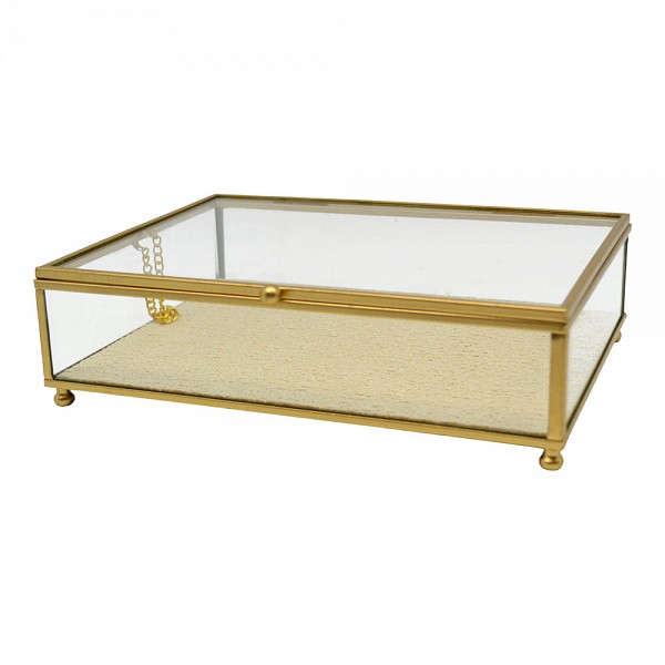 ΚΟΥΤΙ ΑΠΟΘΗΚΕΥΣΗΣ ΚΟΣΜΗΜΑΤΩΝ ΓΥΑΛΙΝΟ ME ΧΡΥΣΟ ΠΛΑΙΣΙΟ 21x16x6εκ. ANKOR