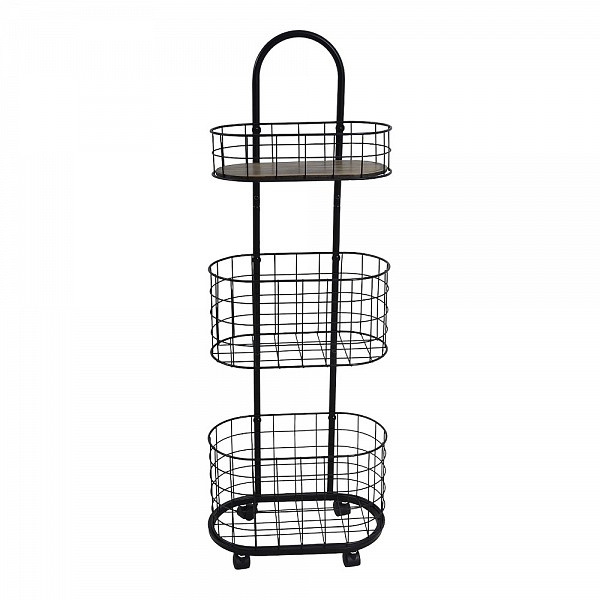 ΤΡΟΛΕΪ ΑΠΟΘΗΚΕΥΣΗΣ ΜΕ 3 ΚΑΛΑΘΙΑ ΜΕΤΑΛΛΙΚΟ ΣΕ ΜΑΥΡΟ ΧΡΩΜΑ 32x19x93εκ. ANKOR