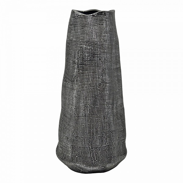 ΒΑΖΟ ΚΕΡΑΜΙΚΟ ΜΕ ΑΝΑΓΛΥΦΗ ΥΦΗ ΣΕ ΑΝΘΡΑΚΙ ΚΑΙ ΑΣΗΜΙ ΧΡΩΜΑ 13,6x13,6x28,3εκ. ANKOR