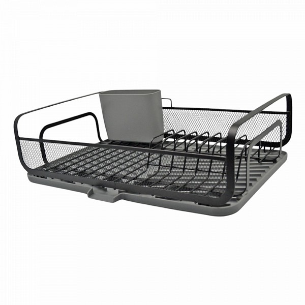 ΠΙΑΤΟΘΗΚΗ ΜΕΤΑΛΛΙΚΗ ΣΕ ΜΑΥΡΟ ΜΑΤ ΧΡΩΜΑ ΜΕ ΓΚΡΙ ΔΙΣΚΟ 43x28x14εκ.ANKOR