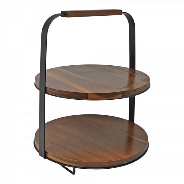 ΕΤΑΖΕΡΑ ΞΥΛΙΝΗ 2 ΟΡΟΦΩΝ ΜΕ ΜΑΥΡΟ ΜΕΤΑΛΛΙΚΟ ΣΚΕΛΕΤΟ 26x26x30,5εκ. ANKOR