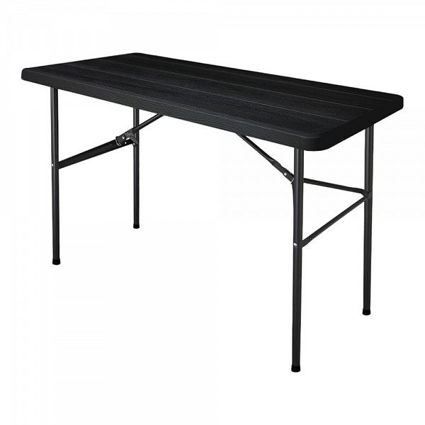 ΤΡΑΠΕΖΙ ΠΛΑΣΤΙΚΟ ΜΑΥΡΟ ΜΕ ΟΨΗ ΞΥΛΟΥ ΚΑΙ ΑΝΑΔΙΠΛΟΥΜΕΝΑ ΜΕΤΑΛΛΙΚΑ ΠΟΔΙΑ 122x60x74εκ. ANKOR  843527