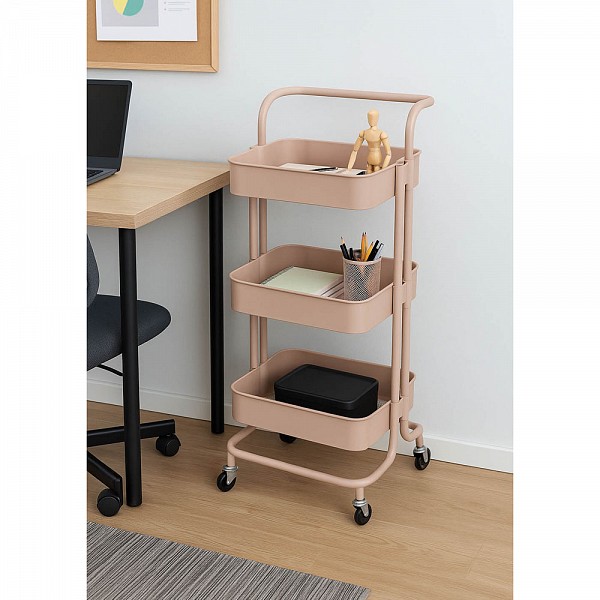 ΜΑΝΑΒΗΣ ΤΡΟΛΕΪ ΜΕΤΑΛΛΙΚΟΣ ΜΕ ΧΕΙΡΟΛΑΒΗ DUSTY PINK 43x36x86 εκ. 815470