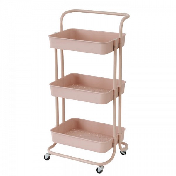 ΜΑΝΑΒΗΣ ΤΡΟΛΕΪ ΜΕΤΑΛΛΙΚΟΣ ΜΕ ΧΕΙΡΟΛΑΒΗ DUSTY PINK 43x36x86 εκ. 815470