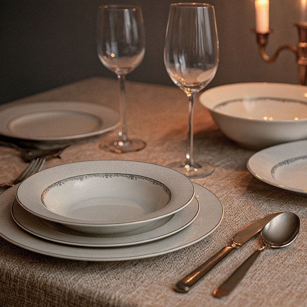 ΣΕΡΒΙΤΣΙΟ ΠΙΑΤΩΝ ΠΟΡΣΕΛΑΝΙΝΟ 20ΤΜΧ ΜΕ ΚΡΑΚΕΛΕ ΣΧΕΔΙΟ ΚΑΙ ΑΣΗΜΙ ΜΠΟΡΝΤΟΥΡΑ ANKOR  R11831-20