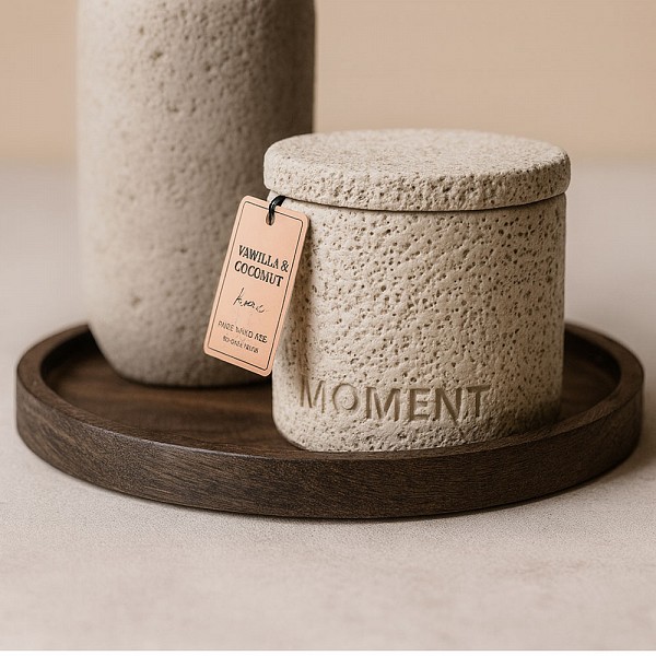 ΑΡΩΜΑΤΙΚΟ ΚΕΡΙ VANILLA & COCONUT ΣΕ ΤΣΙΜΕΝΤΕΝΙΟ ΔΟΧΕΙΟ ΜΕ ΚΑΠΑΚΙ 8,8x8,8x8,4εκ. ANKOR 849536