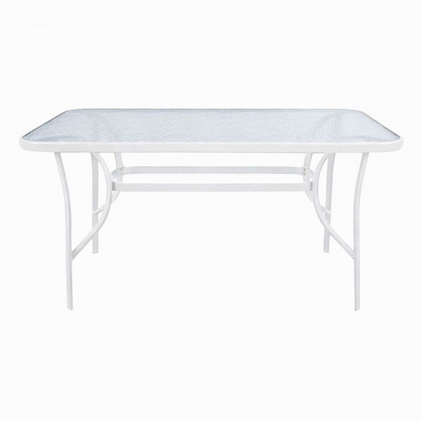 ΤΡΑΠΕΖΙ ΜΕ ΛΕΥΚΟ ΜΑΤ ΜΕΤΑΛΛΙΚΟ ΣΚΕΛΕΤΟ ΚΑΙ ΓΥΑΛΙΝΗ ΕΠΙΦΑΝΕΙΑ 140x80x70εκ. ANKOR