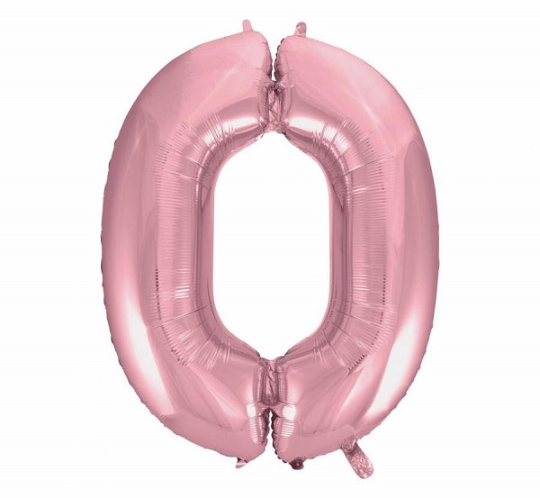 Number Light Pink, Pink Foil Balloon Number 0 - 92 cm