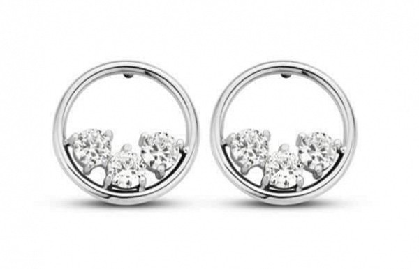 Victoria Silver Colored White Stone Earrings