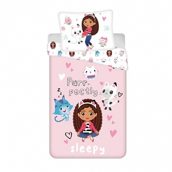 Gabbys Dollhouse Sleepy bedding cover 140×200cm, 65×65 cm