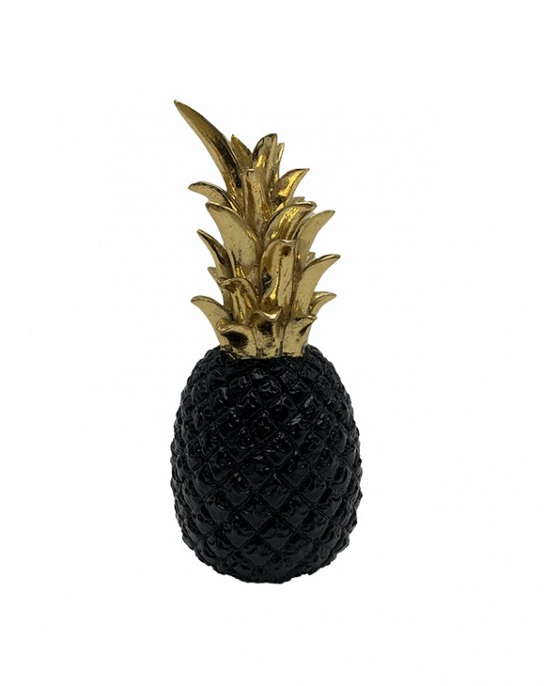 Διακοσμητικός Ανανάς Polyresin Χρυσός Μαύρος  8.5x8.5x20cm