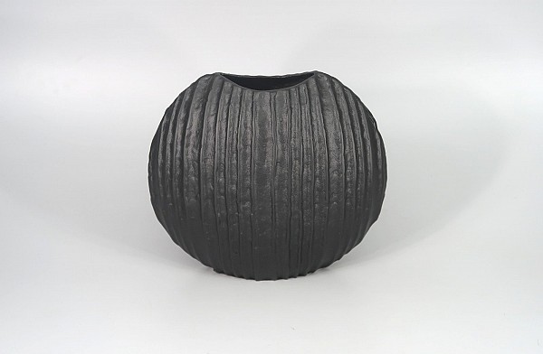 Μεταλλικό Πλακέ Βάζο Μαύρο 27x12x24cm
