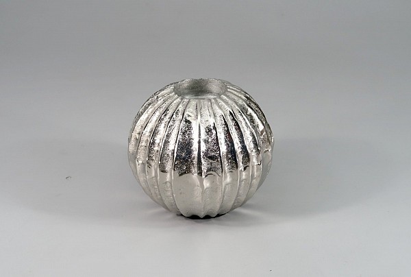 Μεταλλικό Στρογγυλό Κηροπήγιο Για Ρεσώ  Ασημί 12x10.5cm