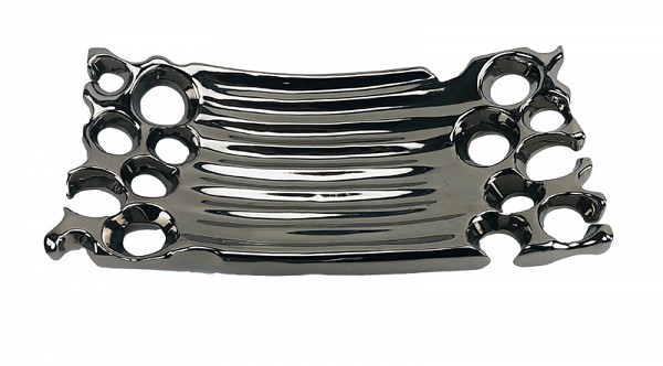 Κουπ κεραμικό διακοσμητικό ασημί  35X8.5X16.5εκ.