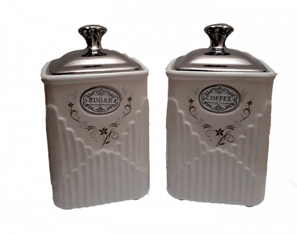 Κεραμικά Βάζα Για Καφέ-Ζάχαρη 2τεμ.