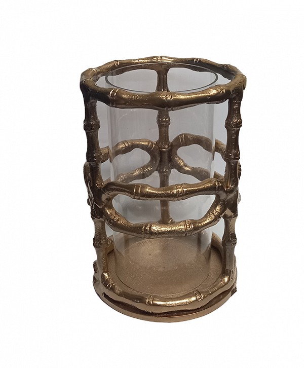 Διακοσμητικό Στρογγυλό Φανάρι Μεταλλικό Χρυσό 15x21εκ.