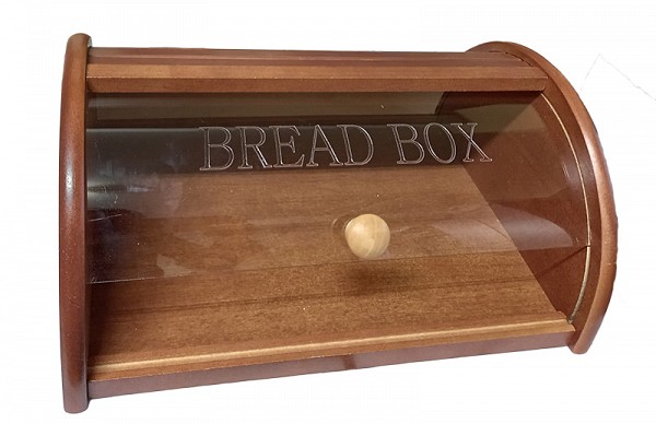 Ξύλινη Bread ψωμιέρα με τζάμι σε καρυδί χρώμα 35x27x15εκ