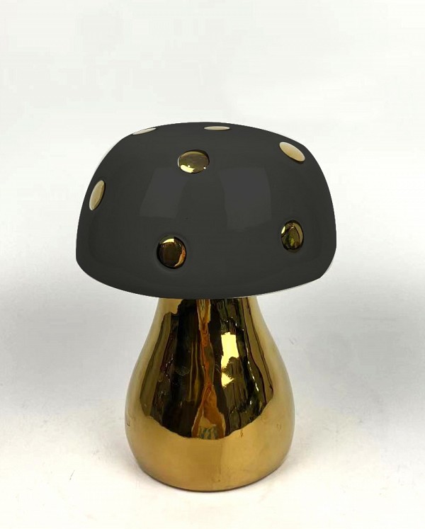 Μανιτάρι διακοσμητικό κεραμικό χρυσό/μαύρο 23cm
