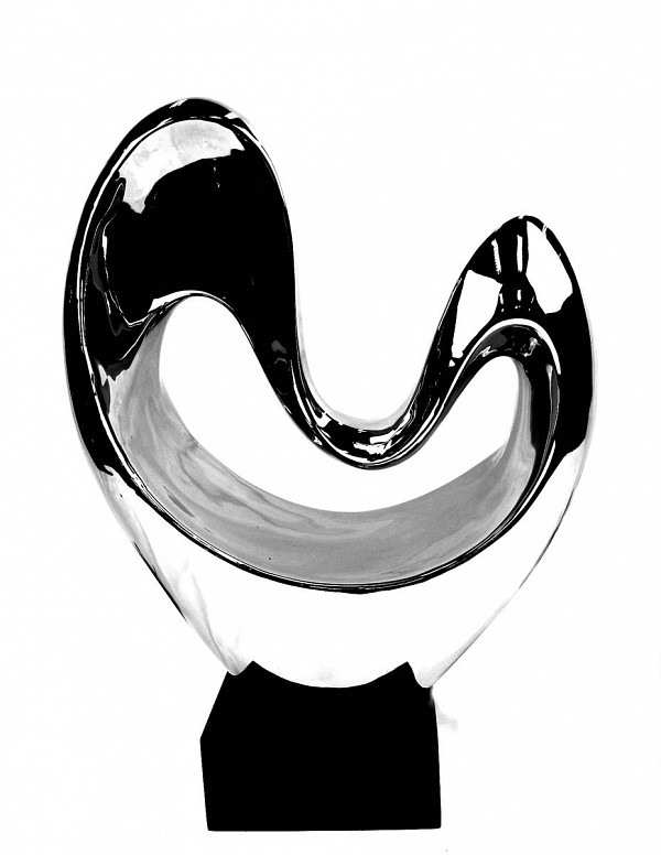 Κεραμικό Ασημί Διακοσμητικό Σχέδιο Αφηρημένη Καρδιά Σε Βάση 35.5cm