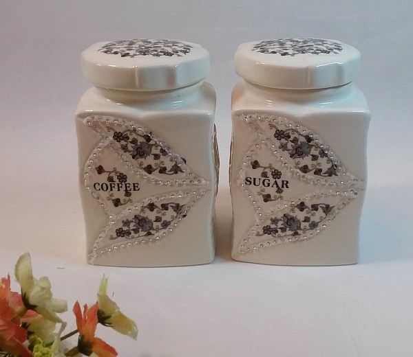 Κεραμικά Βάζα Για Καφέ-Ζάχαρη 2τεμ.