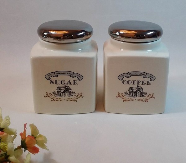 Κεραμικά Βάζα Για Καφέ-Ζάχαρη 2τεμ.