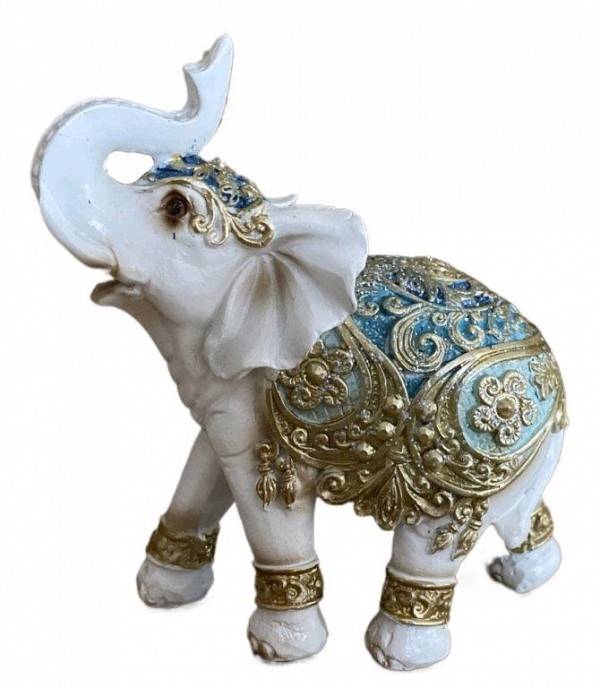 Διακοσμητικός Ελέφαντας Πολυεστερικός Σε Λευκό/ Χρυσό 12.5x5x13cm