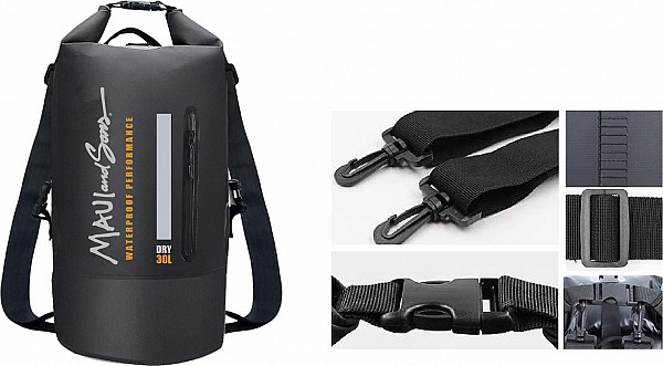 Maui & Sons Στεγανός Σάκος Πλάτης με Χωρητικότητα 30 Λίτρων Μαύρoς 2703