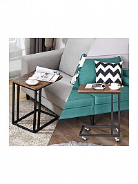 Ορθογώνιο Βοηθητικό Τραπεζάκι Ξύλινο με Ρόδες Καρυδί Μ50xΠ35xΥ61εκ. VASAGLE LNT50X