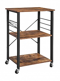 Vasagle Τρόλει Κουζίνας Μεταλλικό σε Μαύρο Χρώμα 3 Θέσεων 60x40x89cm KKS60XV1