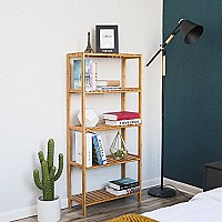 Songmics Επιτοίχια Ραφιέρα Μπάνιου Bamboo με 4 Ράφια 60x26x130cm