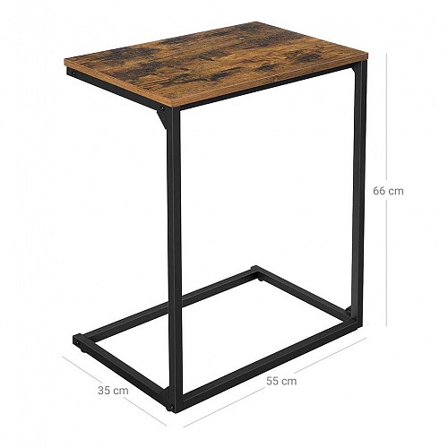 VASAGLE LNT52BX Βοηθητικό Τραπέζι Καναπέ / Sofa Table για Laptop, Βιομηχανικό Στυλ, Ρουστίκ Καφέ & Μαύρο — Μικρό Πλαϊνό Τραπέζι για Σαλόνι & Υπνοδωμάτιο