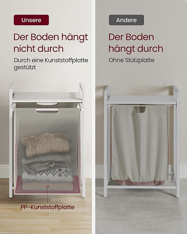 Vasagle Καλάθι Απλύτων Μεταλλικό 50x33x72cm Λευκό BLH101W01