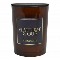 ΑΡΩΜΑΤΙΚΟ ΚΕΡΙ VELVET ROSE & OUD  ΣΕ ΓΥΑΛΙΝΟ ΔΟΧΕΙΟ ΜΕ ΚΑΠΑΚΙ 8x8x10,5εκ. ANKOR