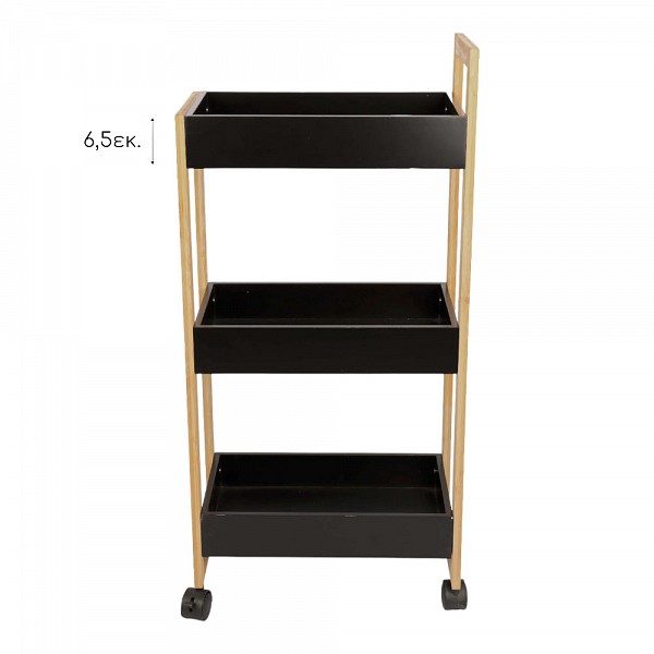 ΤΡΟΛΕΪ ΡΑΦΙΕΡΑ ΞΥΛΙΝΗ 3 ΘΕΣΕΩΝ ΣΕ ΜΑΥΡΟ ΧΡΩΜΑ 38x20x80εκ. ANKOR