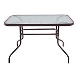 ΤΡΑΠΕΖΙ ΜΕΤΑΛΛΙΚΟ ΣΕ ΣΚΟΥΡΟ ΚΑΦΕ ΧΡΩΜΑ ΜΕ ΓΥΑΛΙΝΗ ΕΠΙΦΑΝΕΙΑ 110x60x70εκ ANKOR  831555