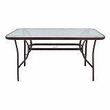 ΤΡΑΠΕΖΙ ΜΕΤΑΛΛΙΚΟ ΣΕ ΣΚΟΥΡΟ ΚΑΦΕ ΧΡΩΜΑ ΜΕ ΓΥΑΛΙΝΗ ΕΠΙΦΑΝΕΙΑ 140x80x70εκ ANKOR  831593