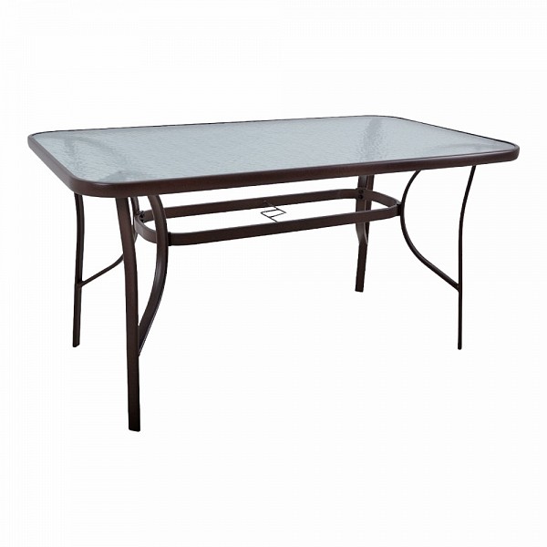 ΤΡΑΠΕΖΙ ΜΕΤΑΛΛΙΚΟ ΣΕ ΣΚΟΥΡΟ ΚΑΦΕ ΧΡΩΜΑ ΜΕ ΓΥΑΛΙΝΗ ΕΠΙΦΑΝΕΙΑ 140x80x70εκ ANKOR  831593