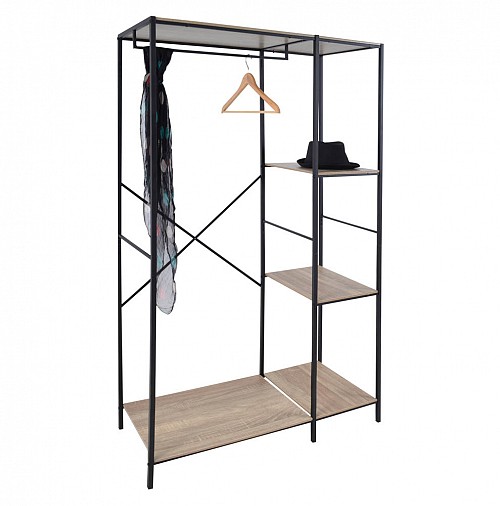 ΑΝΟΙΧΤΗ ΝΤΟΥΛΑΠΑ ΞΥΛΙΝΗ ΜΕ ΜΑΥΡΟ ΜΕΤΑΛΛΟ 90x41x167εκ.ANKOR 783762-1