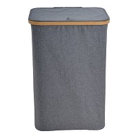 ΚΑΛΑΘΙ ΑΠΛΥΤΩΝ ΥΦΑΣΜΑΤΙΝΟ ΣΕ ΓΚΡΙ ΧΡΩΜΑ ΜΕ ΜΠΑΜΠΟΥ ΣΚΕΛΕΤΟ 40x30x60εκ. ANKOR