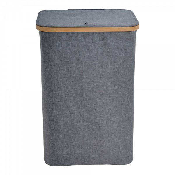 ΚΑΛΑΘΙ ΑΠΛΥΤΩΝ ΥΦΑΣΜΑΤΙΝΟ ΣΕ ΓΚΡΙ ΧΡΩΜΑ ΜΕ ΜΠΑΜΠΟΥ ΣΚΕΛΕΤΟ 40x30x60εκ. ANKOR