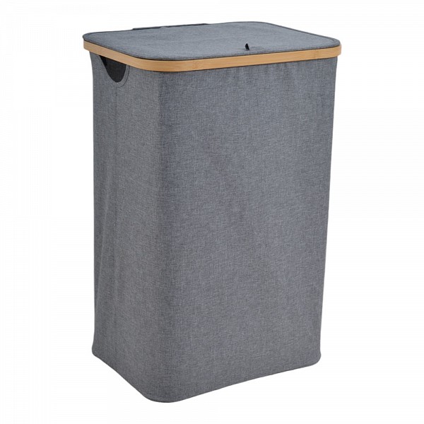 ΚΑΛΑΘΙ ΑΠΛΥΤΩΝ ΥΦΑΣΜΑΤΙΝΟ ΣΕ ΓΚΡΙ ΧΡΩΜΑ ΜΕ ΜΠΑΜΠΟΥ ΣΚΕΛΕΤΟ 40x30x60εκ. ANKOR