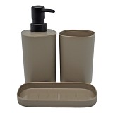 ΣΕΤ ΑΞΕΣΟΥΑΡ ΜΠΑΝΙΟΥ ΠΛΑΣΤΙΚΟ 3 ΤΕΜΑΧΙΩΝ ΣΕ TAUPE ΜΑΤ ΧΡΩΜΑ ANKOR