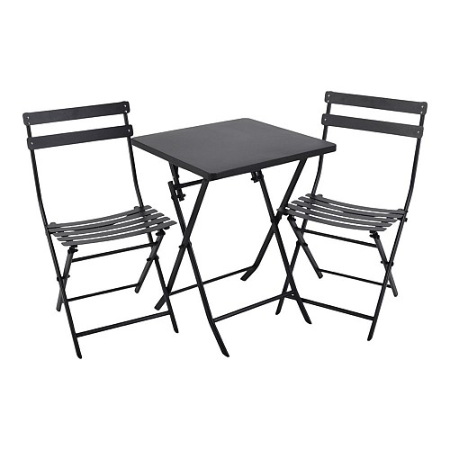 ΜΕΤΑΛΛΙΚΟ ΣΕΤ ΤΡΑΠΕΖΙΟΥ ΚΑΙ 2 ΚΑΡΕΚΛΩΝ ΠΤΥΣΣΟΜΕΝΟ ΣΕ ΜΑΥΡΟ ΜΑΤ ΧΡΩΜΑ ANKOR