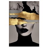 ΠΙΝΑΚΑΣ ΕΛΑΙΟΓΡΑΦΙΑ ΣΕ ΤΥΠΩΜΕΝΟ ΚΑΜΒΑ ΜΕ ΣΧΕΔΙΟ ΓΥΝΑΙΚΕΙΟ ΠΟΡΤΡΕΤΟ ΚΑΙ ΧΡΥΣΕΣ ΛΕΠΤΟΜΕΡΕΙΕΣ 60x90εκ. ANKOR