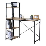 ΓΡΑΦΕΙΟ ΜΕ ΡΑΦΙΕΡΑ ΞΥΛΙΝΗ  ΚΑΙ ΜΑΥΡΟ ΜΕΤΑΛΛΙΚΟ ΣΚΕΛΕΤΟ 100x52x122εκ. ANKOR